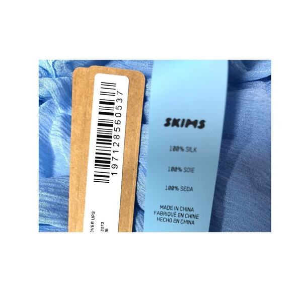 SKIMS Crinkle Silk Chiffon Cover Up Pants Drawstring Sheer Iris Blue NWT Size 4X - Picture 8 of 9